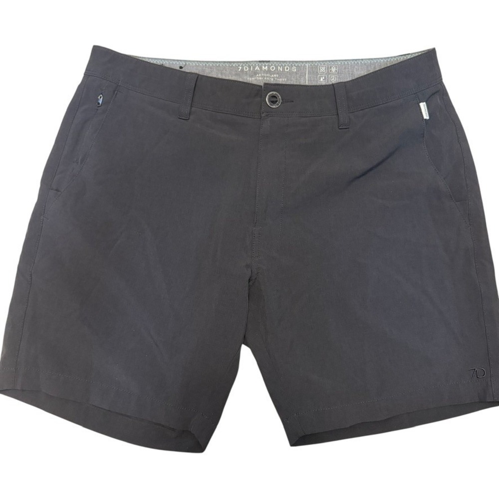 7 DIAMONDS Aeroplane Performance Shorts Charcoal Stretch Mens 7" Inseam Size 33